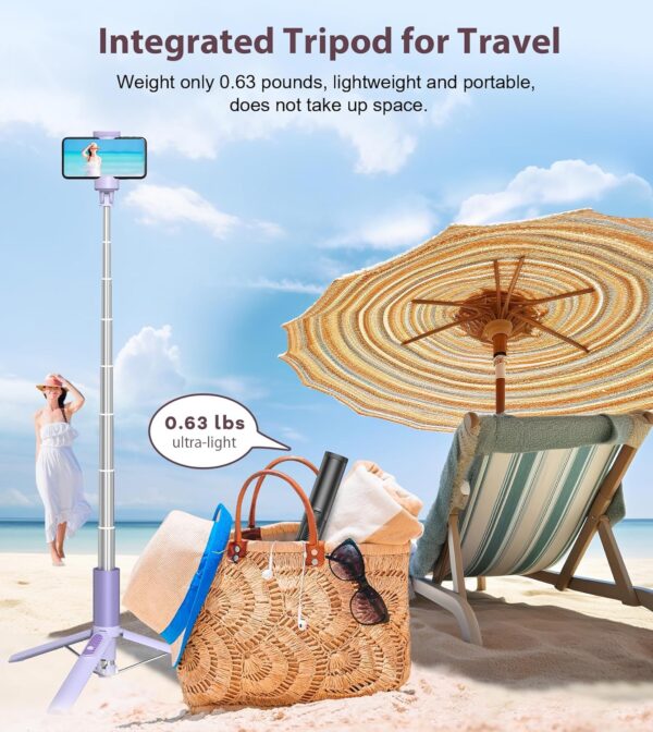 60" Phone Tripod & Selfie Stick with Remote for Cell Phone 4"-7", Portable Smartphone Stand for Travel Selfies Video Recording Vlog Compatible with iPhone Android - Image 7