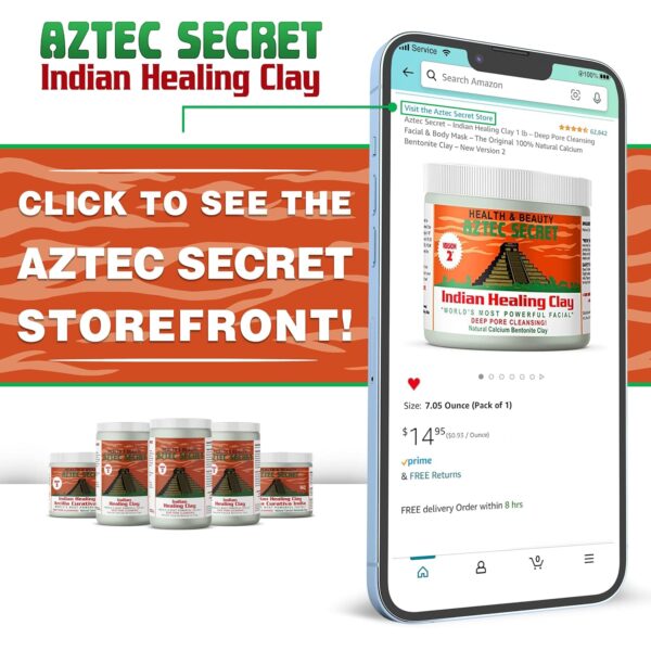 Aztec Secret– Indian Healing Clay 1 lb – Deep Pore Cleansing Facial & Body Mask – The Original 100% Natural Calcium Bentonite Clay – New Version 2 - Image 6
