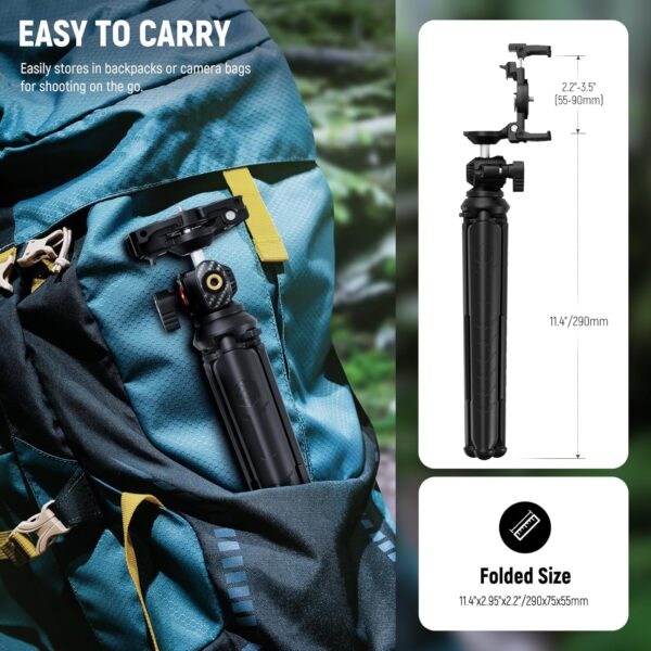 NEEWER Tripod for iPhone with Remote, Mini Flexible Phone Tripod Stand Vlog Selfie Stick with Phone Holder & Action Camera Adapter Compatible with iPhone GoPro Insta360 Samsung Digital Camera, TP35 - Image 7
