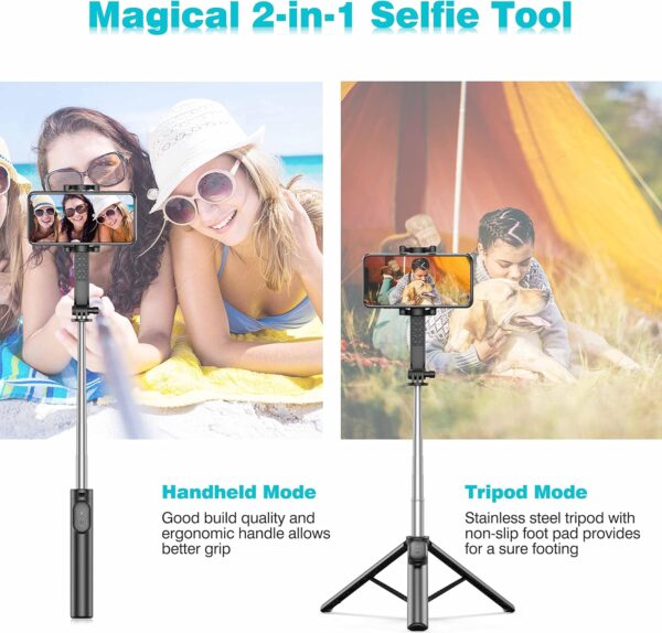 Selfie Stick, Extendable Selfie Stick Tripod with Wireless Remote & Phone Holder, Portable Phone Tripod for Group Selfie/Live Streaming/Video Recording, Compatible with iPhone & Android Devices - Image 6