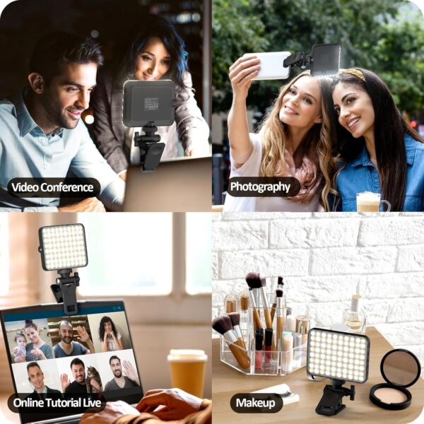 XINBAOHONG Rechargeable Selfie Light, Clip Fill Light for Phone Laptop Tablet Portable Light for Video Conference Live Streaming Zoom Call Makeup Picture (Black) - Image 4