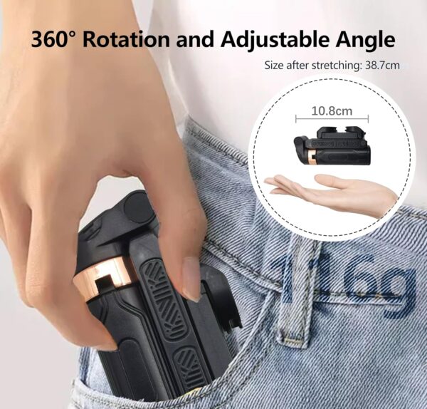 2025 New Pocketflex Mini Tripod, Pocket Flex Portable Selfie Stick, Magic Selfie Stick, Flipping Flexible Tripod Mini JJ02, 360°Pocket Flex Selfie Stick with Remote (Black) - Image 5