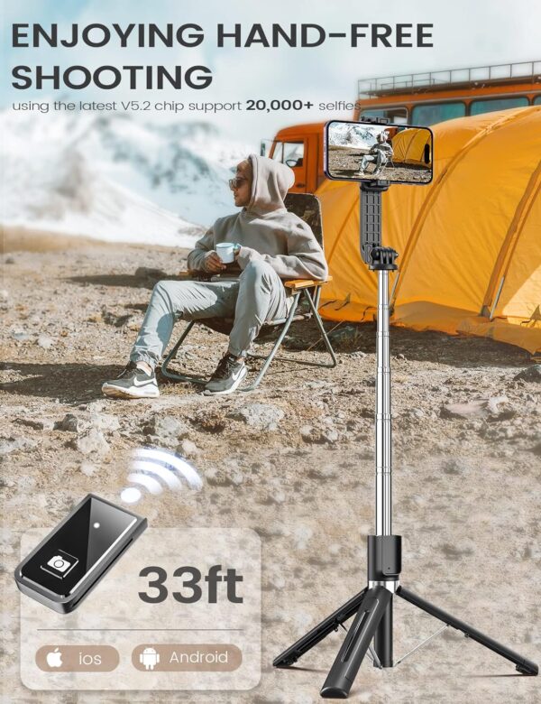 Selfie Stick Phone Tripod with Remote, Portable Extendable Selfie Stick for Cell Phone Wireless Tripod Stand for Cell Phone Compatible with iPhone 16 15 14 13 Pro Max Android Phone - Image 4