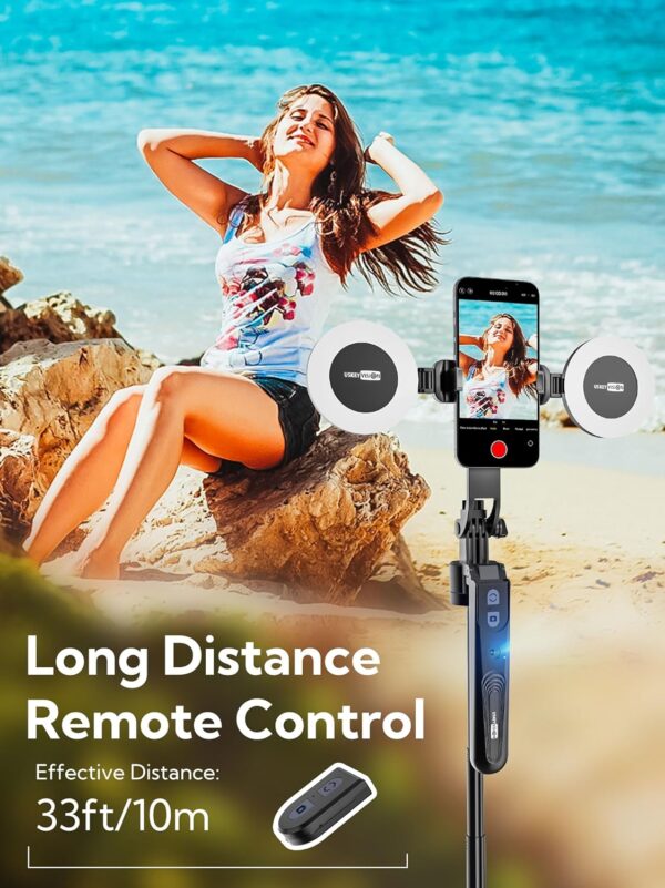 Auto Face Tracking Tripod 360 Rotation,Phone Tripod for iPhone w/Fill Light,Selfie Stick for iPhone w/Remote Control,70” Phone Holder Video Recording for Content Creators TikTok(UTK-02) - Image 6