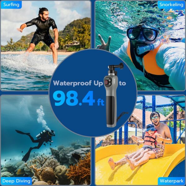 Underwater Bluetooth Selfie Stick for GoPro Hero 13 12 11 10 9 8, 33inch Waterproof Extendable Pole with Remote, 21 Hours Shooting for Diving Surfing Snorkeling, Perfect for Stunning Underwater Shots - Image 4