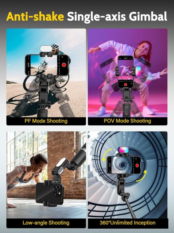 Auto Face Tracking Tripod 360 Rotation for iPhone Android,Phone Stand Follow You for Video Recording,Selfie Stick Tripod with RGB Light,Remote Control for YouTube,TikTok Vlogging(M2Pro Black) - Image 3
