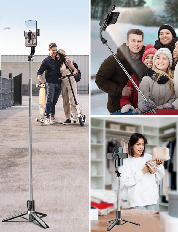 45" Selfie Stick Tripod with 2 Lights, Extendable 5 in 1 Selfie Stick Phone Tripod, Portable Selfie Sticks with Wireless Remote Compatible with iPhone 15/14/13 Pro Max, Samsung, Android, Gopro - Image 8