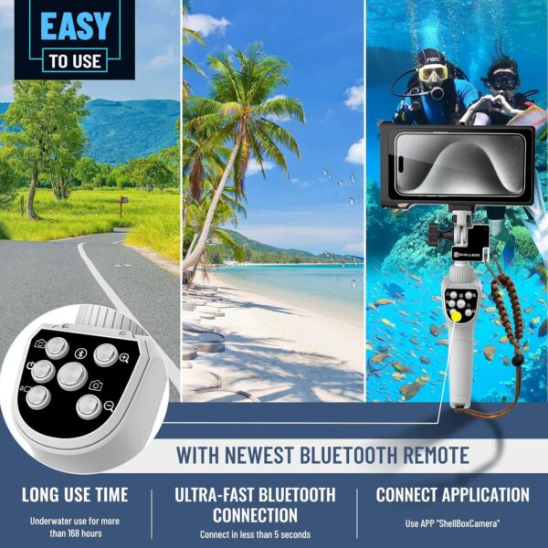 Bluetooth Selfie Stick for iPhone 16 Pro Max/16 Pro Samsung Galaxy S25 Ultra, Extendable & Portable Diving Surfing Swimming Waterproof Phone Selfie Stick, Underwater Photo/Video Recording with Lanyard - Image 5