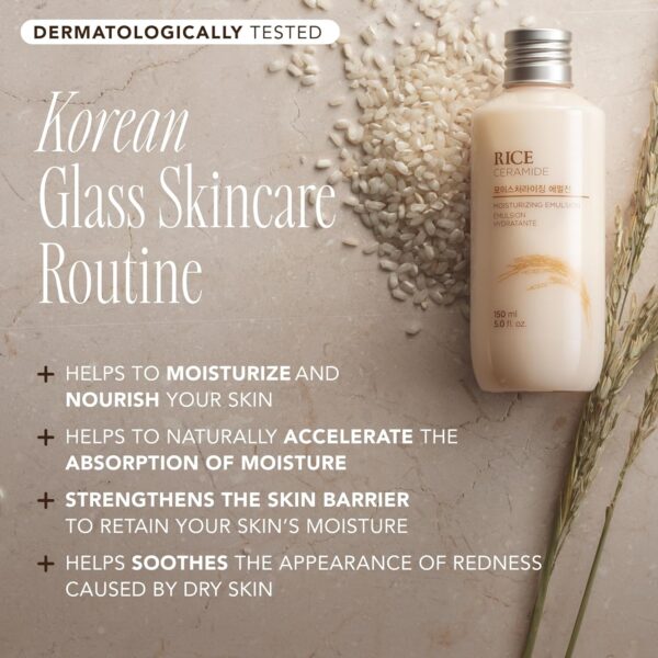 The Face Shop Rice Ceramide Moisturizing Emulsion - Rice Extract - Lightweight Face Moisturizer - Brightening - Hydrating Targets Dryness - Strengthens Skin Barrier - Face Lotion - Korean Skin Care - Image 2