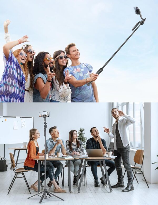 64'' Auto Face Tracking Tripod 360 Rotation with Stand, Handheld Stabilization, Aluminum Quadrapod Selfie Stick Phone Tripod with Remote Compatible with iPhone, Android for TikTok, Live Streaming - Image 9