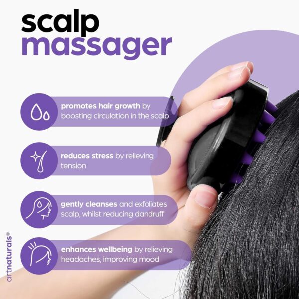 ArtNaturals Organic Rosemary & Castor Hair Growth Oil + Scalp Massager Set – Hair Styling Oils for Dry, Itchy Scalp, Thickening & Hydration - Scalp Oil Products For Damaged Hair & Split Ends – 4.0 oz - Image 4