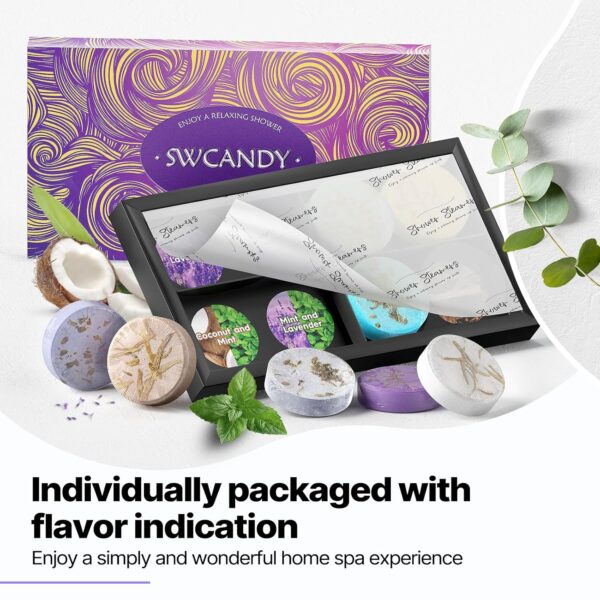Shower Steamers Aromatherapy Birthday Gifts for Women - SWCANDY 8 Pcs Mothers Day Gifts for Her Mom Men Teen Adults Bath Bombs Self Care with Natural Essential Oils Relaxation Home SPA Easter Basket - Image 6