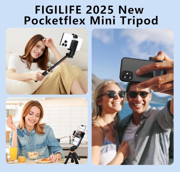 2025 New Pocketflex Mini Tripod, Pocket Flex Portable Selfie Stick, Magic Selfie Stick, Flipping Flexible Tripod Mini JJ02, 360°Pocket Flex Selfie Stick with Remote (Black) - Image 6