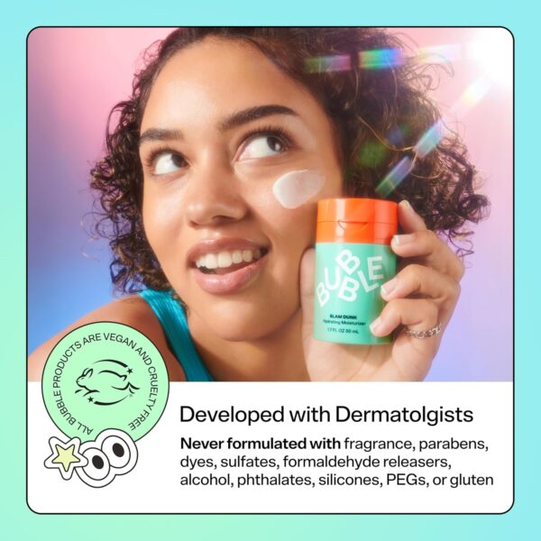 Bubble Skincare Slam Dunk Face Moisturizer - Hydrating Face Cream for Dry Skin Made with Vitamin E + Aloe Vera Juice for a Glowing Complexion - Skin Care with Blue Light Protection (50ml) - Image 8