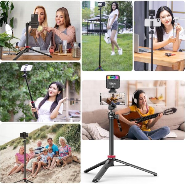 ULANZI MT-44 Extendable Phone Tripod, 59" Selfie Stick Vlog Stand with 2 in 1 Phone Clip, 360° Ball Head Camera-Tripod for iPhone Sony Canon Action Camera, Lightweight for Travel - Image 8