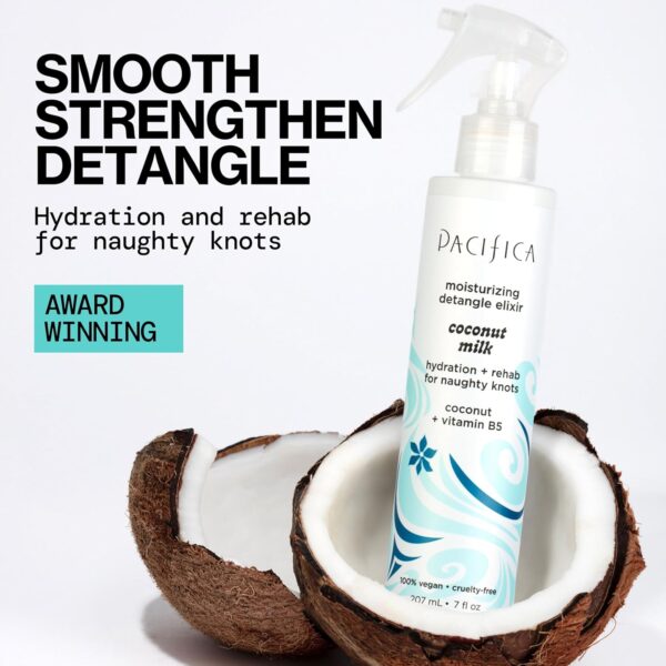 Pacifica Coconut Milk Hair Detangler Spray – Leave-In Conditioning Elixir for Tangle-Free Hair – Instantly Detangles Knots, Adds Shine & Moisture, Prevents Breakage & Frizz – Vegan & Cruelty-Free - Image 2