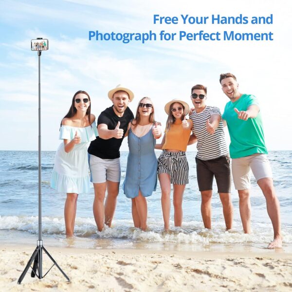 ATUMTEK 60" Selfie Stick Tripod, All in One Extendable Phone Tripod Stand with Bluetooth Remote 360° Rotation for iPhone and Android Phone Selfies, Video Recording, Vlogging, Live Streaming, Black - Image 8