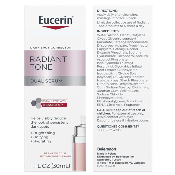 Eucerin Radiant Tone Dual Serum Dark Spot Corrector, Dark Spot Serum with Thiamidol and Hyaluronic Acid, Helps Visibly Reduce the Look of Persistent Dark Spots, 1 Fl Oz Bottle - Image 14