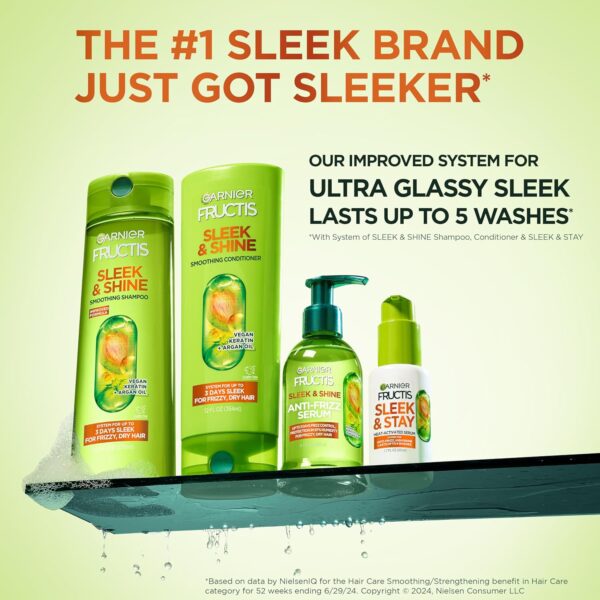 Garnier Fructis Sleek & Shine Anti-Frizz Serum for Frizzy, Dry Hair, Argan Oil, 5.1 Fl Oz, 1 Count (Packaging May Vary) - Image 2