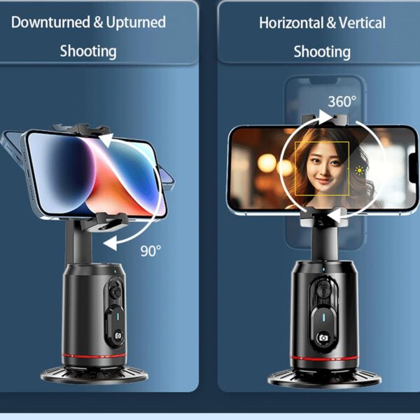 MQOUNY Auto Face Tracking Phone Holder, 360° Rotation Face Body Phone Tripod Smart Shooting Camera Mount with Rechargeable Remote and Light for Live Vlog Streaming Video, Rechargeable - Image 7