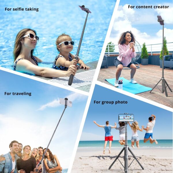 ATUMTEK 51" Selfie Stick Tripod, All in One Extendable Phone Tripod Stand with Bluetooth Remote 360° Rotation for iPhone and Android Phone Selfies, Video Recording, Vlogging, Live Streaming, Black - Image 8