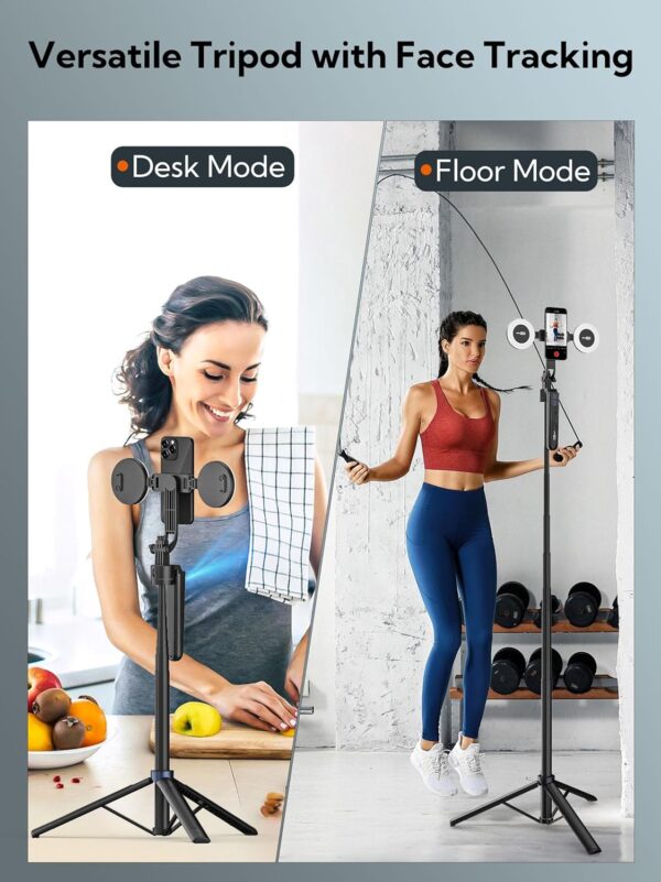 Auto Face Tracking Tripod 360 Rotation,Phone Tripod for iPhone w/Fill Light,Selfie Stick for iPhone w/Remote Control,70” Phone Holder Video Recording for Content Creators TikTok(UTK-02) - Image 4