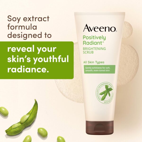 Aveeno Positively Radiant Skin Brightening Exfoliating Daily Facial Scrub, Moisture-Rich Soy Extract, helps improve skin tone & texture, Oil-& Soap-Free, Hypoallergenic, 5 oz - Image 3