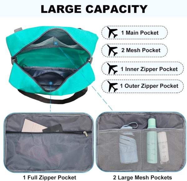 For Spirit Airlines Personal Item Bag 18x14x8 in Underseat Carry-on Luggage foldable Travel Duffle Bag for Airplanes(30L, Teal) - Image 4