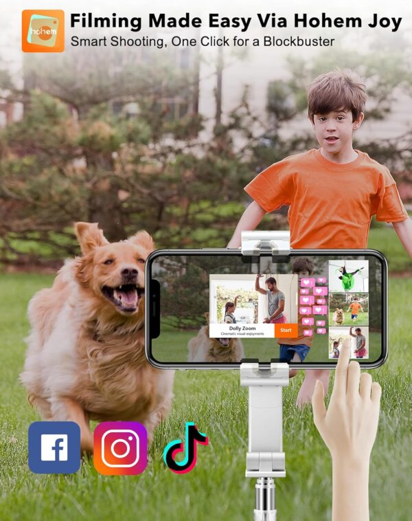 Selfie Stick Gimbal Stabilizer, 1 Axis Face Tracking & 360° Rotation Tripod with Wireless Remote, 4 in 1 Portable Tripod w/Extendable Stick for iPhone 14/Android Video Recording hohem iSteady Q - Image 4