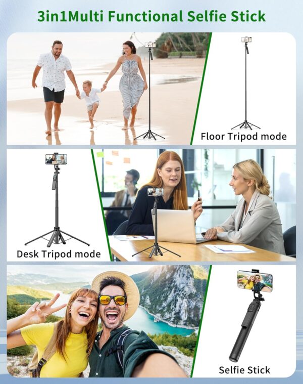 71" Cell Phone Tripod & Selfie Stick, for iPhone Tripo d Stand, Travel Tripod with Remote, Phone Selfie Stick for iPhone 11/14/ 15/16 Compatible with All Phones,for gopro and Cameras - Image 6