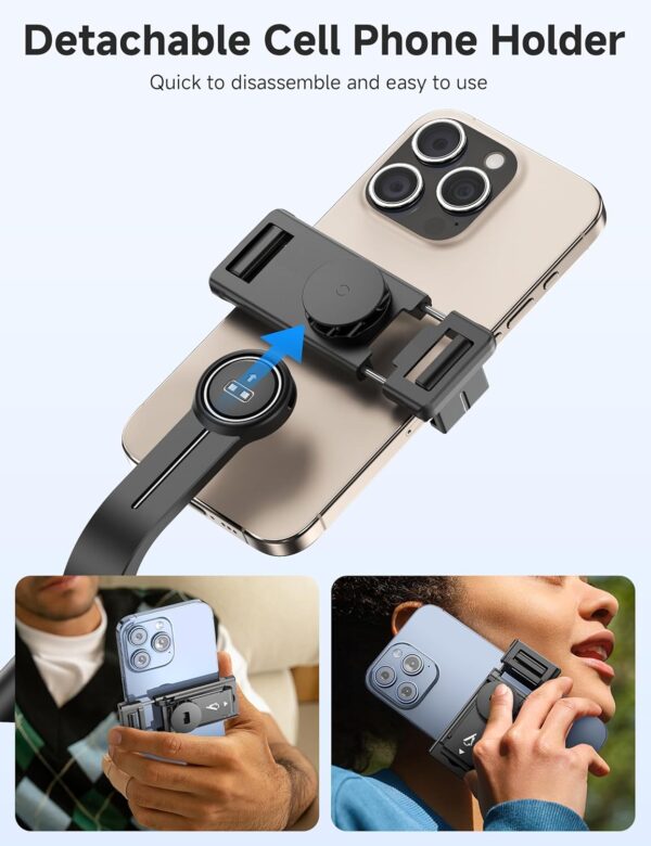 Portable Selfie Stick Tripod, 4 in 1 Extendable Phone Tripod Stand with Detachable Wireless Remote & Phone Holder 360° Rotating Mini Travel Tripod Compatible with iPhone 16/15/14/13 Pro/Android/Gopro - Image 6