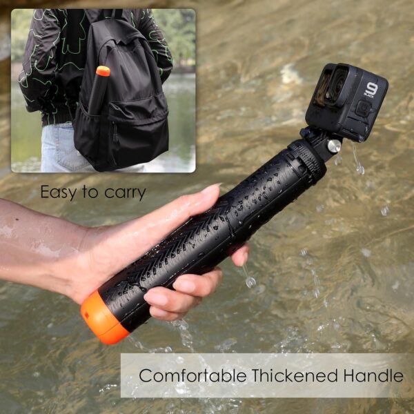 Floating Selfie Stick for GoPro Hero 13 12 11 10 9 8 7 6 5 4 3 Mini Max Fusion Session, SJCAM, AKASO Action Camera, 4 in 1 Underwater Waterproof Pole Monopod Hand Grip Tripod Stand - Image 5