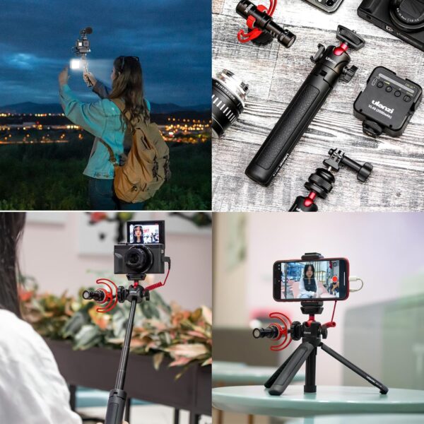 MT-16 Extendable Mini Camera Tripod, 4 Levels Adjustment 360° Ball Head Cold Shoe Lightweight Portable Vlog Travel Selfie Stick Handle Grip Desktop Webcam Tripod for DSLR Action Camera - Image 7
