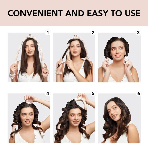 Kitsch Satin Heatless Hair Curler Set - Heatless Curls Overnight, Hair Rollers for Soft Curls & Frizz-Free Styling, No Heat Curlers To Sleep in, Curling Rod Headband with 2 Scrunchies - Sunset Tie Dye - Image 5