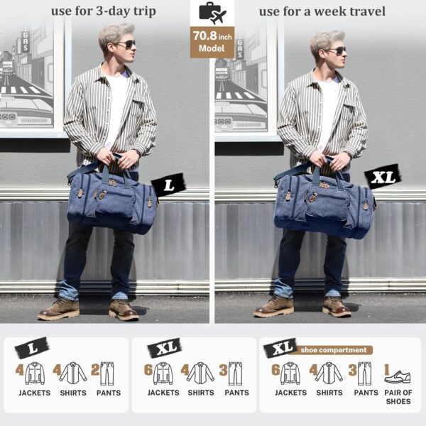 Gonex Canvas Duffle Bag for Travel 50L Expandable Duffel Weekend Overnight Bag men (Blue) - Image 6