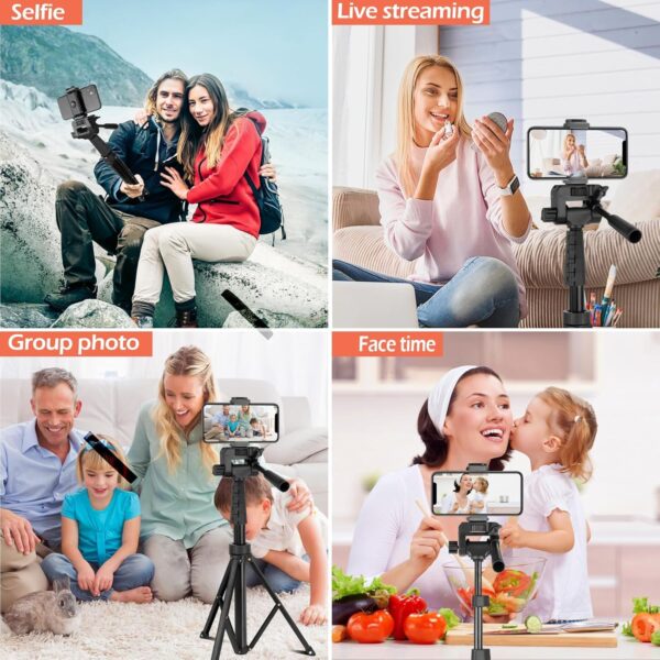 Aureday 67" Phone Tripod&Camera Stand, Selfie Stick Tripod with Remote and Phone Holder, Perfect for Selfies/Video Recording/Vlogging/Live Streaming - Image 6