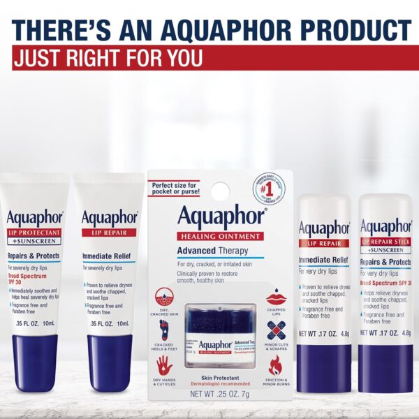 Aquaphor Lip Repair Ointment, Moisturizing Lip Balm Pack, Relieves Dryness, 0.35 Tube, Pack of 2 - Image 5
