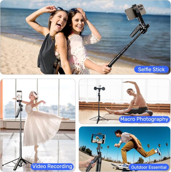 Auto Face Tracking Selfie Stick Tripod for iPhone with Light,360 Rotation That Follows Your Movement,70" Phone Camera Tripod Stand with Remote for Content Creator Vlog Live Stream Video Recording - Image 4