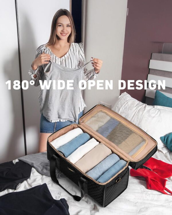 Weekender Travel Duffle Bag for Women: Overnight Bags with Shoe Compartment Carry on Bags for Airplanes with Toiletry Bag Weekend Yoga Gym Bag with Wet Pocket Black - Image 2
