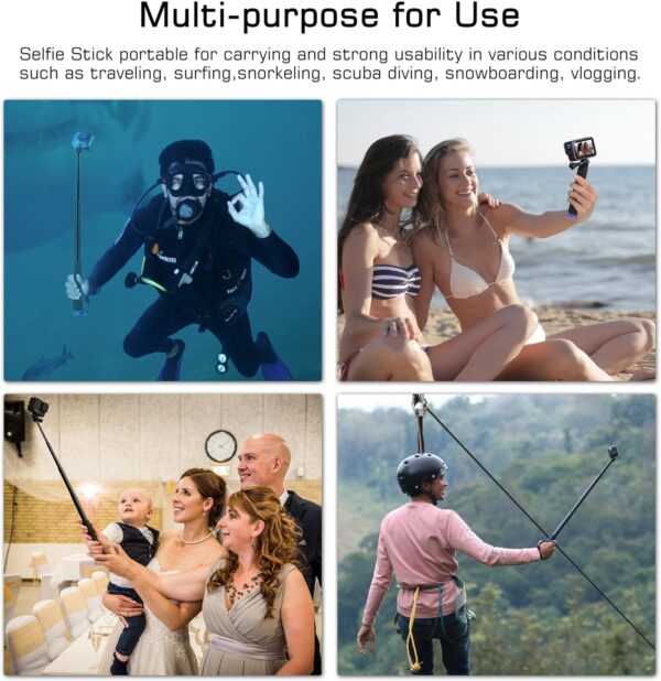 7''-23''Waterproof Pole Selfie Stick Pocket Size Underwater Handle Grip Monopod Aluminum for Gopro Hero Session Max Insta360 AKASO DJI OSMO Digital Cameras - Image 7