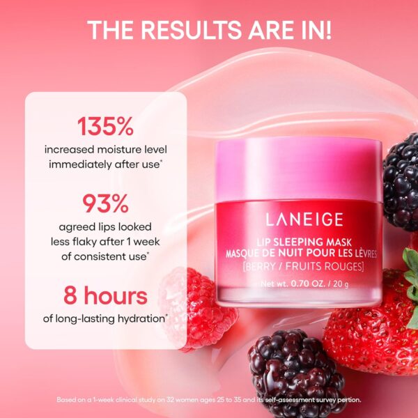 LANEIGE Lip Sleeping Mask: Nourish, Hydrate, Vitamin C, Murumuru & Shea Butter, Antioxidants, Flaky, Dry Lips - Image 4