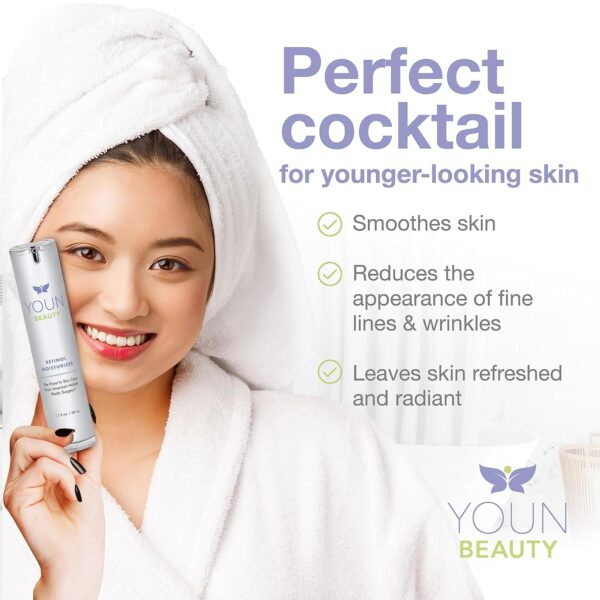 YOUN Beauty 2.5% Retinol Night Cream Moisturizer for Face by Holistic Dr. Anthony Youn – Paraben-Free Face Moisturizer with Vitamin B5 & E, Hyaluronic Acid, and Green Tea for Skin Renewal, 50ml - Image 5