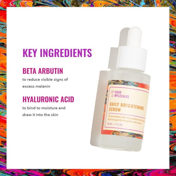 Good Molecules Daily Brightening Serum - Hydrating Facial Serum with Beta Arbutin and Hyaluronic Acid to Moisturize - Anti-Aging Skincare for Face - Image 3