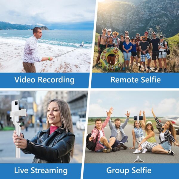 Selfie Stick Tripod, 40 in Retractable Tripod for iPhone with Wireless Remote Control & Light, Portable Phone Tripod for Photograph, Live Streaming, Video Recording, Compatible with All Cellphones - Image 2