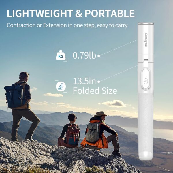 Sensyne 60" Phone Tripod, Lightweight All in One Selfie Stick Integrated with Wireless Remote Compatible with All Cell Phones for Selfie/Video Recording/Photo/Live Stream/Vlog（White） - Image 5