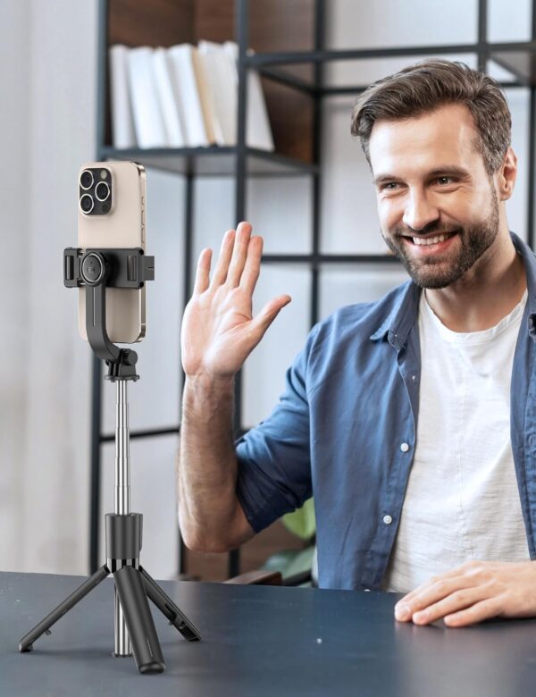 Portable Selfie Stick Tripod, 4 in 1 Extendable Phone Tripod Stand with Detachable Wireless Remote & Phone Holder 360° Rotating Mini Travel Tripod Compatible with iPhone 16/15/14/13 Pro/Android/Gopro - Image 9