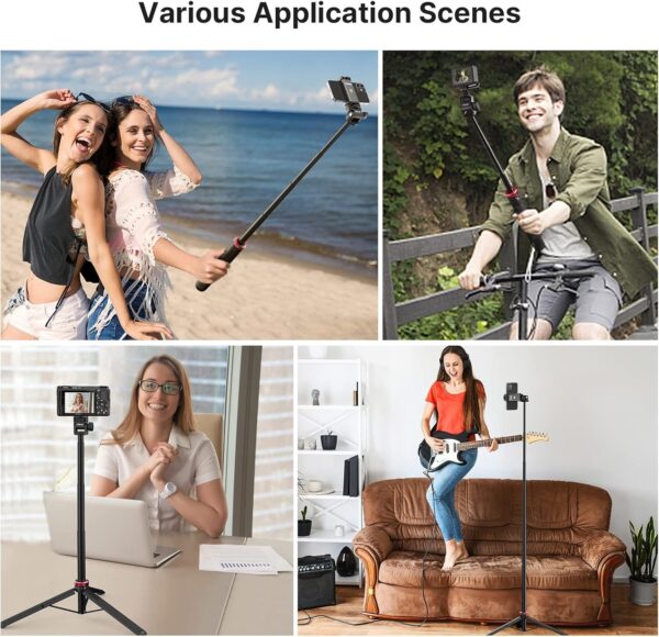 57.48 inch Extendable Selfie Stick Phone Tripod for Action Camera w Smartphone Clamp Extension Pole, for GoPro for Sony Canon Vlogging Cams for iPhone 14 13 Pro Max ULANZI MT-71 - Image 2