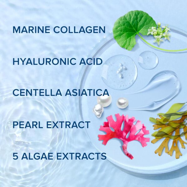 MAREE Collagen Facial Mask with Hyaluronic Acid - Sheet Face Masks Skincare with Green & Red Algae Extract - Hydrating Mascarillas Faciales For Women Skin Care - 6 Pack - Image 3