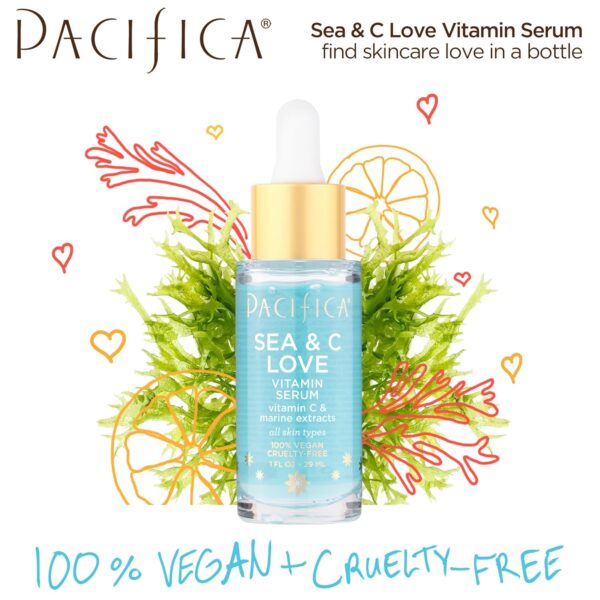 Pacifica Beauty Sea and C Love Vitamin C Serum, Skincare, Hyaluronic Acid, Green Tea, Marine Extracts, Blue Light Protection, Brightening, Lightweight, Face Care, Skin Care Serum, 1 fl oz (1 Count) - Image 8