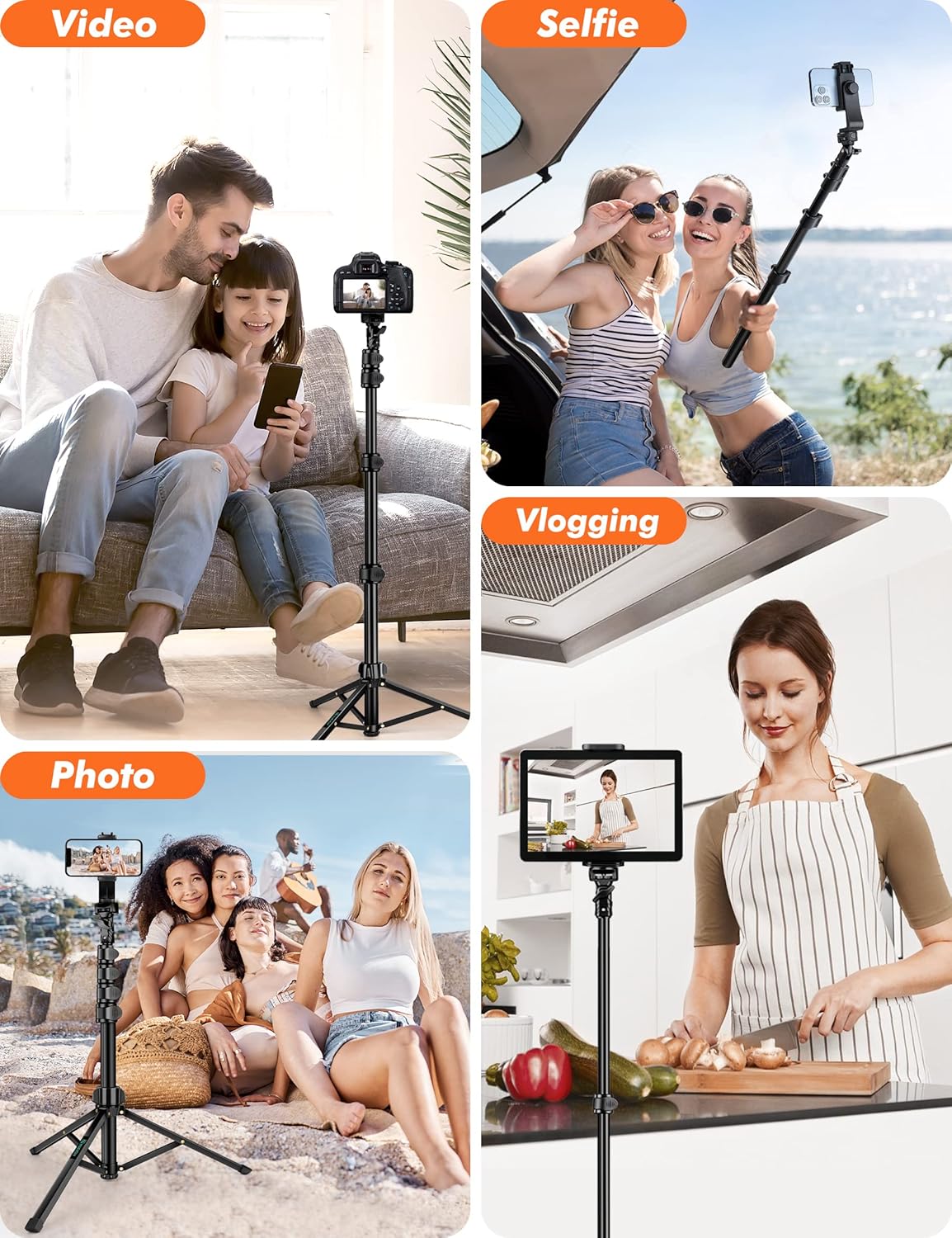 71" Tripod for iPhone, Phone Tripod Selfie Stick with Remote, Cell Phone Tripods & Tall Travel Tripods for Recording Video Selfies Photo, Compatible with iPhone 16 15 14 Pro Max 13 Android - Image 5
